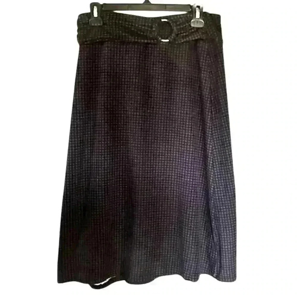 Robert Louis Stretch Brown and Black Herringbone Knee Length Skirt, size Medium - Picture 1 of 5